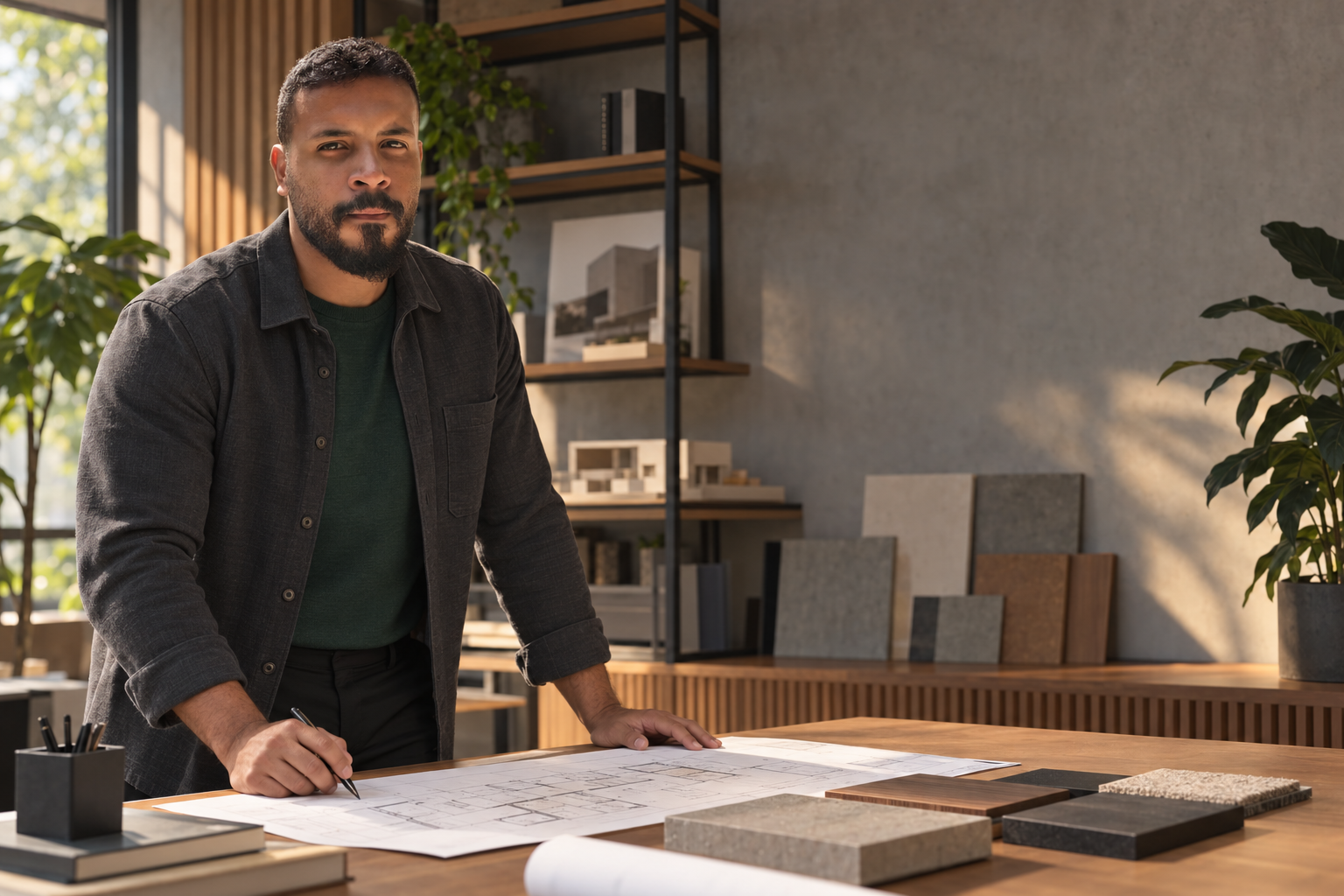 Maikon Willian em seu estúdio de arquitetura